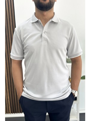 Edwox Erkek Soft Kumaş Polo Yaka Tişört Gri EDW506