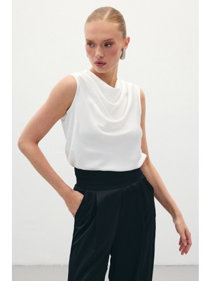 Sateen Degaje Yaka Saten Bluz