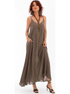 Boutique Bade Yazlık Ince Askılı Uzun Elbise