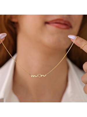 Hom Silver Jewelry 925 Ayar Gümüş Kişiye Özel Harfli Minimal Kalp Tasarımlı Kadın Kolye HSJ0248