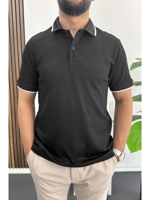 Edwox Erkek Soft Kumaş Polo Yaka Tişört Siyah EDW506