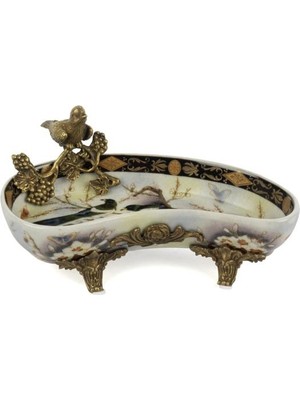 Mikasa Moor Beyaz Mavi Kuşlu Bronz Dek Tabak 18X9CM
