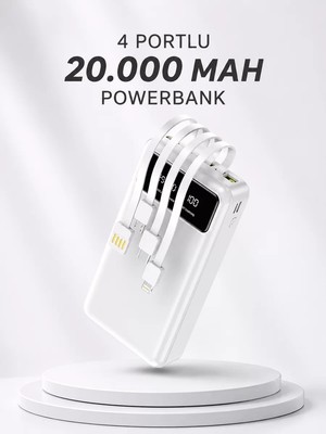 Ankaverse Powerbank Şarj Cihazı 4 Çıkışlı 20.000 Mah Powerbank Kompakt Yüksek Kapasiteli Hızlı Şarj