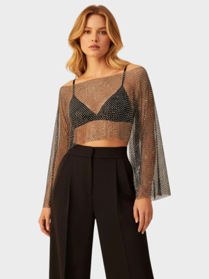 Rivus Taşlı File Bolero - Siyah