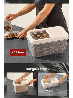 Hereveoyuncak Sürgülü Kapaklı 10 Lt Erzak Bakliyat Un Şeker Saklaama Kabı