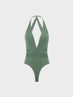 Rivus Derin Dekolteli Ikonik Body - Haki