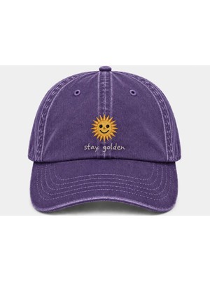 Weaved Co Stay Golden Işıltını Koru Eskitme Yıkamalı Şapka (Baskı Değil Nakışlı)