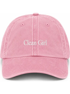Weaved Co Clean Girl Beyaz Nakışlı Şapka, Temiz Kız Vintage Yıkamalı Basball Şapkası (Clean Girl Embroidered Hat )