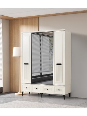 Erezoğulları Mobilya Alaska 4 Kapaklı %100 Mdf Elbise Dolabı Gardrop 154X54X212