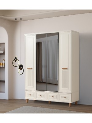 Erezoğulları Mobilya Lagos 4 Kapaklı %100 Mdf Elbise Dolabı Gardrop 154X54X212