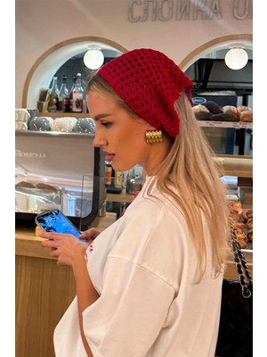 Bahels Kadın Cherry File Model Bandana, Örgü Bandana