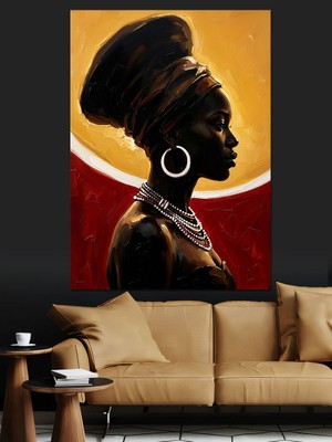 Tablomega Türbanlı Afrika Kadın Portresi Dekoratif Kanvas - Mdf Ahşap Tablo