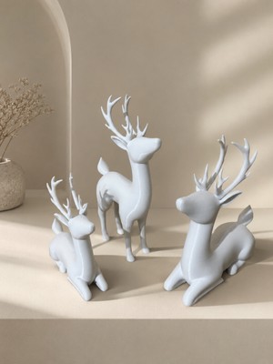 ARKlife 3D Electronic Dekoratif 3'lü Geyik Seti Ev Ofis Raf Hediyelik Süs Biblo