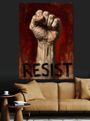 Tablomega Resıst Yumruk Protesto Poster Dekoratif Kanvas - Mdf Ahşap Tablo