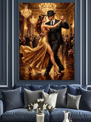 Tablomega Şık Elbiseli Tango Dansçıları Dekoratif Kanvas - Mdf Ahşap Tablo