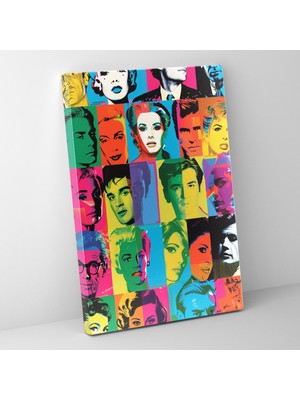 Popcas Ünlü Kolaj Pop Art Motifli Dekoratif Kanvas Tablo