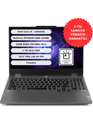 Lenovo Loq 15IRX10 GTI32 Intel Core I5 14500HX 32GB 1tb SSD Rtx 5050 Freedos 15.6" Fhd 83JE012FTR