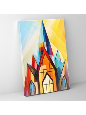 Popcas Desenli Tasarımlı Kilise Sanatsal Yaratıcılıkla Dikkat Çeken Görsellik Geometrik Kanvas Duvar Tablosu