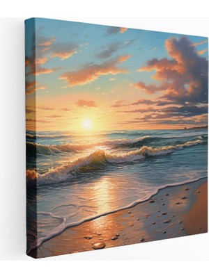 Popcas Plaj Manzarası Bir Kanvas Duvar Tablosu