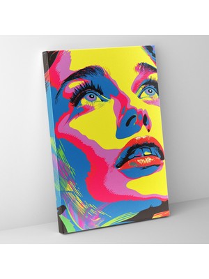 Popcas Renkli Pop Sanat Portresi Pop Art Motifli Kanvas Duvar Tablosu