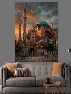 Karizma Tablo Gün Batımında  Cami Dekoratif Kanvas - Mdf Ahşap Tablo