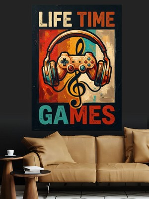 Karizma Tablo Life Time Games Retro Poster Dekoratif Kanvas - Mdf Ahşap Tablo