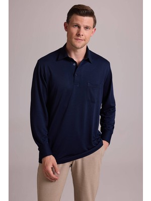 Ysf Erkek Lacivert Polo Yaka Sweatshirt