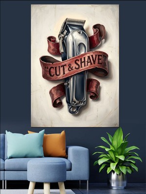 Karizma Tablo Cut Shave Berber Makinesi Dekoratif Kanvas - Mdf Ahşap Tablo