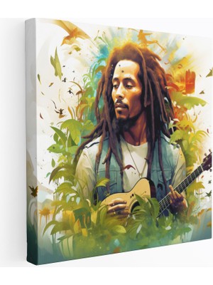 Popcas Reggae Müzisyeni Temalı Dijital Sanat ile Çağdaş Duvar Tablosu