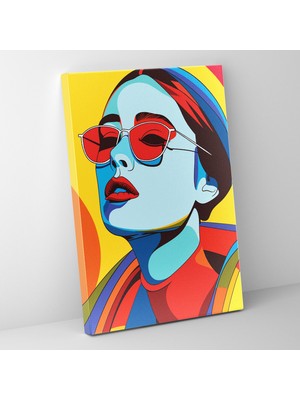 Popcas Cesur Çizgilerle Minimalist Portre Pop Sanat Desenli Kanvas Tablo