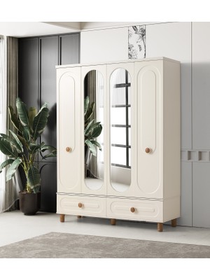 Erezoğulları Mobilya Perla 4 Kapaklı %100 Mdf Elbise Dolabı Gardrop 154X54X212