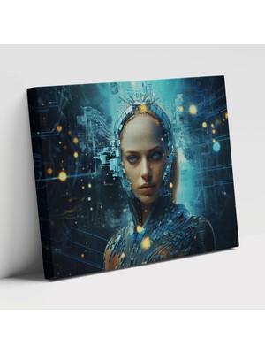 Popcas Blockchain Motifli Sanatı Gelecek Teknolojisi Unsurlarını Yansıtan Kanvas Tablo
