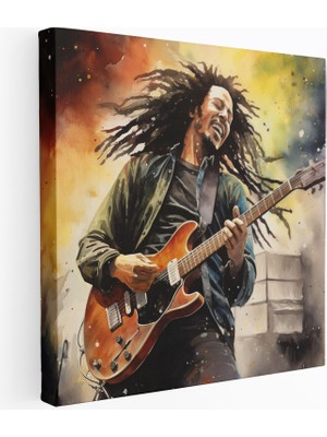 Popcas Suluboya Sanat Temalı Reggae Müzisyeni Modern Sanat Ifadesi Kanvas Tablo