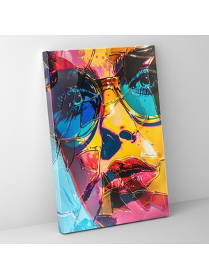 Popcas Renkli Portre Modern Sanat Teması Dekoratif Kanvas Tablo