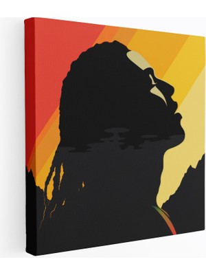 Popcas Reggae Müzisyeni Motifli Minimalist Tasarım Dekoratif Duvar Elemanı Kanvas Tablo