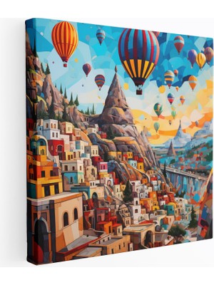 Popcas Kapadokya Pop Art Kolaj Kanvas Tablo