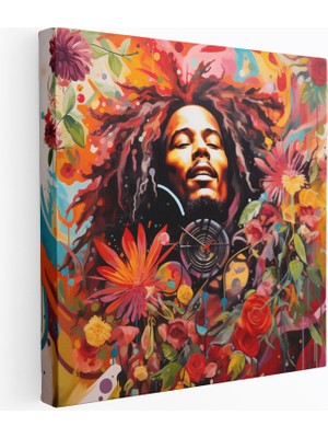 Popcas Reggae Müzisyeni Motifli Reggae Esintileri ile Dekoratif Kanvas Duvar Tablosu