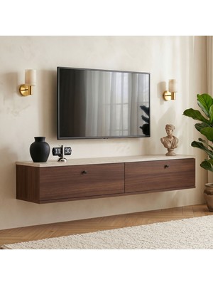 Rani Mobilya Rani Home Tv Ünitesi Traverten - Milano Ceviz 140 cm AA-5814