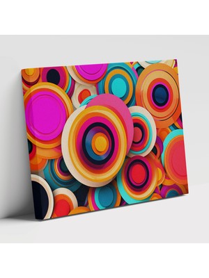 Popcas Canlı Hipnoz Temalı Konsantrik Daireler ile Pop Art Esintili Kanvas Tablo