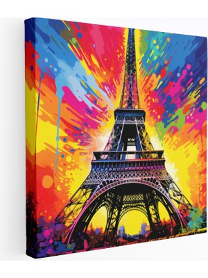 Popcas Eyfel Kulesi Pop Sanat Esintisi Modern Kanvas Tablo
