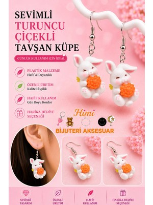 himi bijuteri aksesuar Çiçekli Tavşan Neşeli Sevimli Hayvan Figürlü Plastik Sallantılı Küpeler Hafif Tasarım Günlük Kullanım Bijuteri Çocuk Küpesi