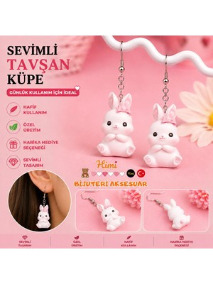 himi bijuteri aksesuar Neşeli Kurdaleli Tavşan Hayvan Figürlü Plastik Sallantılı Küpe Hafif Tasarım Günlük Kullanım Bijuteri Çocuk Küpesi