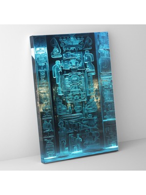 Popcas Modern Sanatta Hiyeroglifler Temalı Maya Duvar Aksesuarı Kanvas Duvar Tablosu