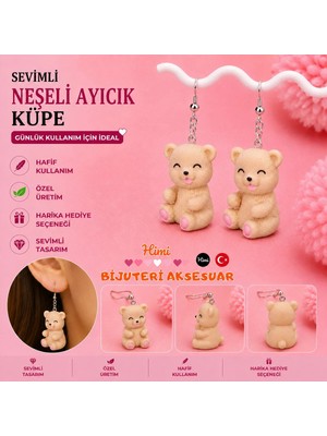 himi bijuteri aksesuar Neşeli Ayıcık Hayvan Figürlü Plastik Sallantılı Küpe Hafif Tasarım Günlük Kullanım Bijuteri Çocuk Küpesi