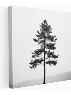 Popcas Yeşil Çam Minimalist Siyah ve Beyaz Duvar Tablosu