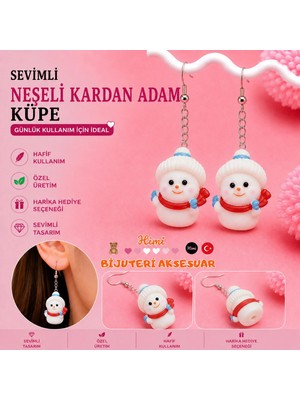 himi bijuteri aksesuar Neşeli Kardan Adam Figürlü Plastik Sallantılı Küpe Hafif Tasarım Günlük Kullanım Bijuteri Çocuk Küpesi