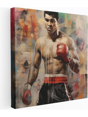 Popcas Muhammad Ali Karı Medya Kanvas Tablo