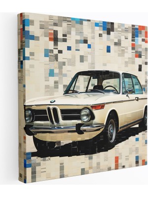 Popcas Retro Kolaj Bmw Temalı Modern Sanat Vintage Reklamlar Kanvas Duvar Tablosu