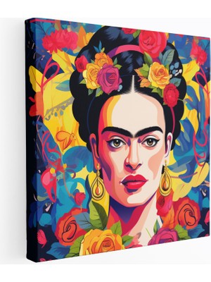 Popcas Meksika Esintili Portre Temalı Modern Sanat Veren Abstrakt Illüstrasyon Kanvas Duvar Tablosu