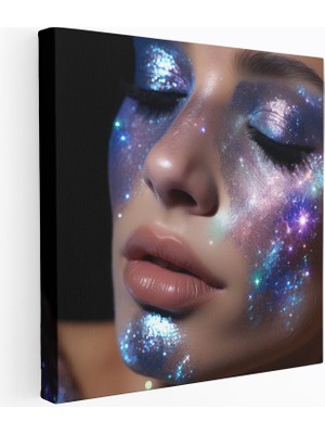 Popcas Parıldayan Galaksi Temalı Holografik Göksel Manzara Kanvas Tablo